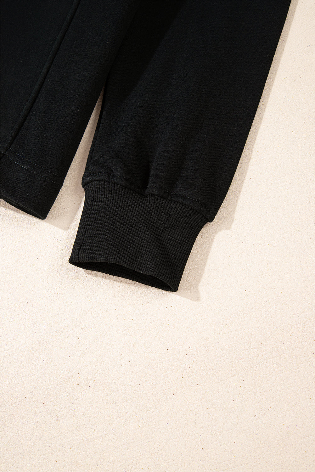 Zipped Neck Pullover Drop Shoulder Sweatshirt | Black