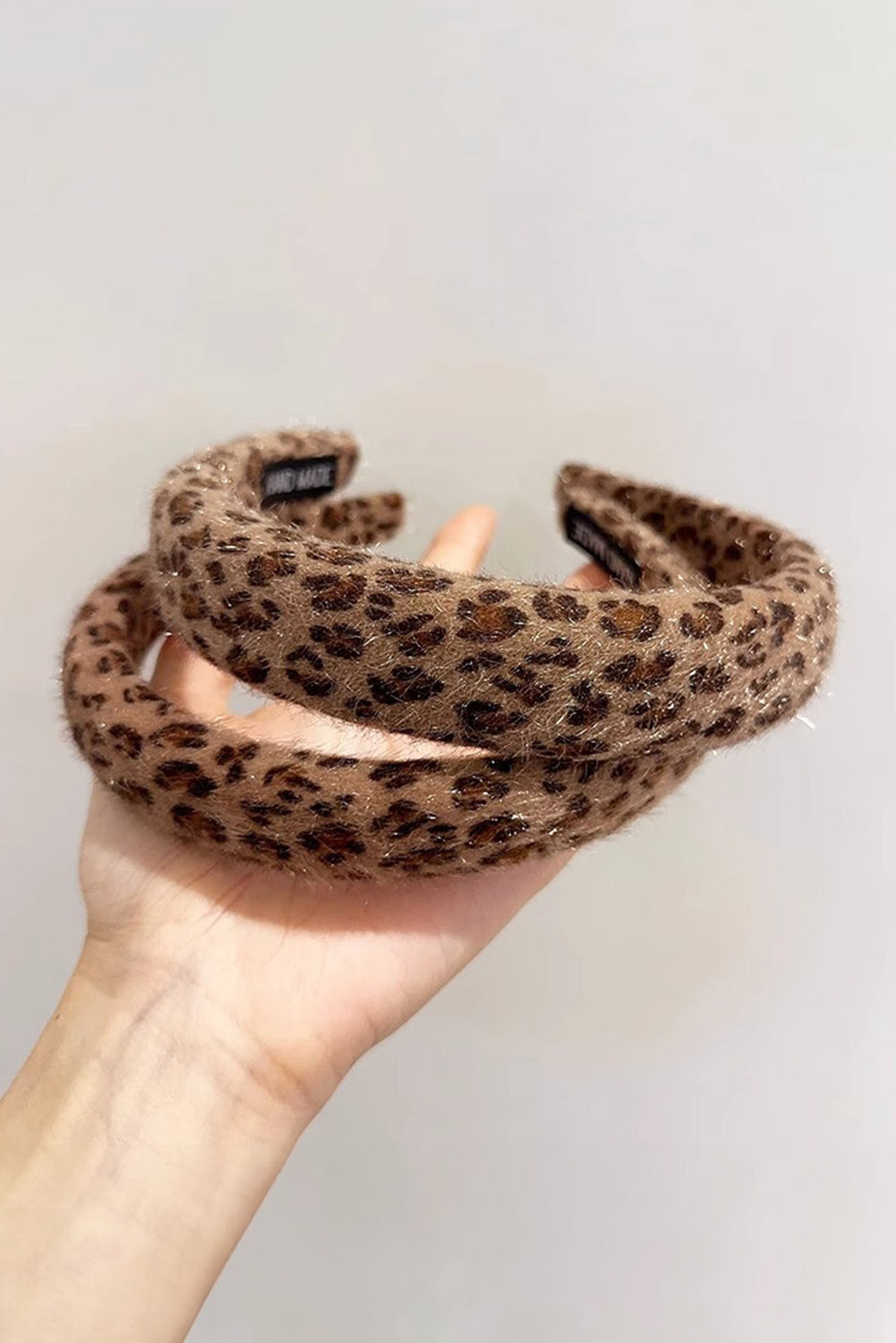 Fuzzy Leopard Print Headband | Brown