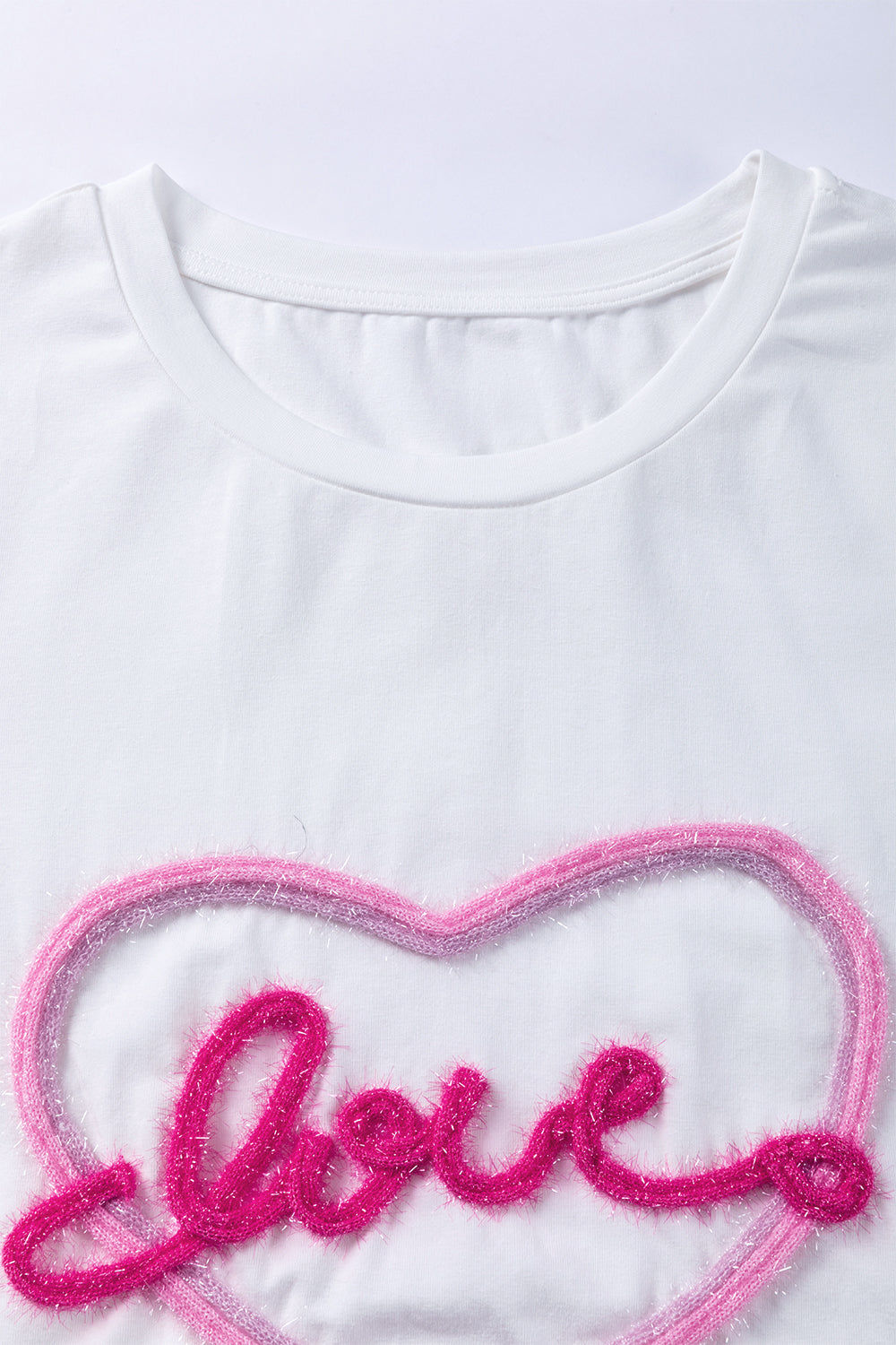 Valentine Love Tinsel Graphic T-Shirt | White