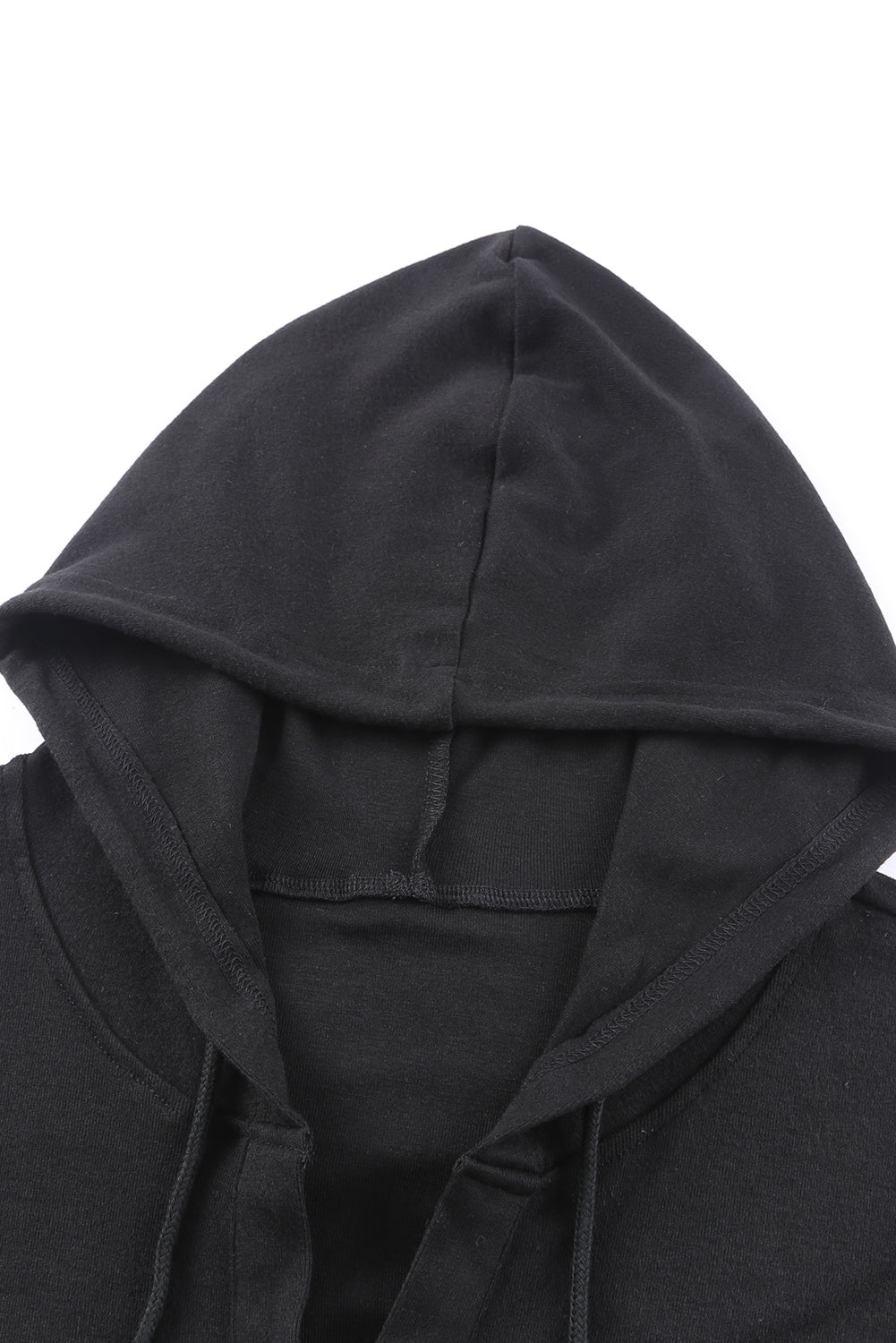 Buttoned High And Low Hem Hoodie | Black