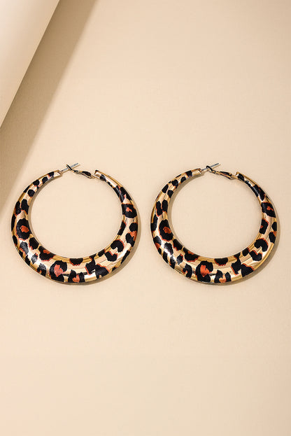 Bold Leopard Ring Hoop Earrings | Brown