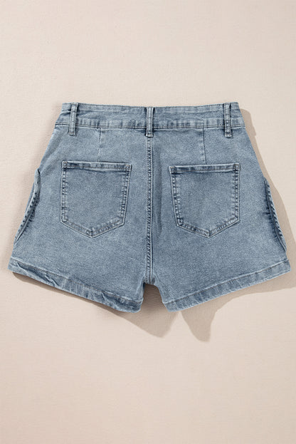 Studded Acid Wash Jean Shorts | Dusk Blue