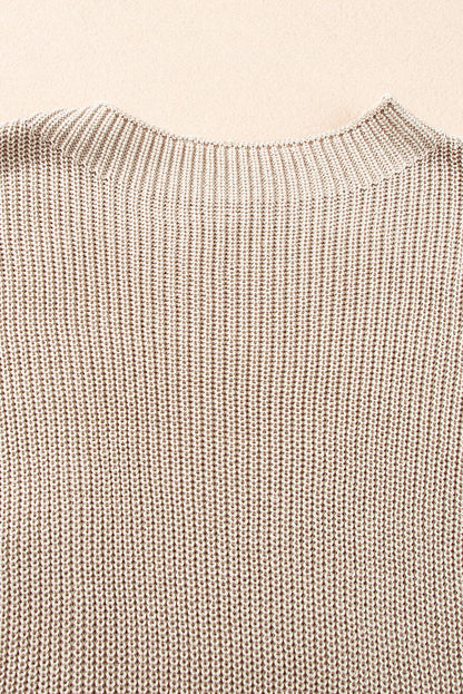 Patch Pocket Short Sleeve Sweater | Pale Khaki