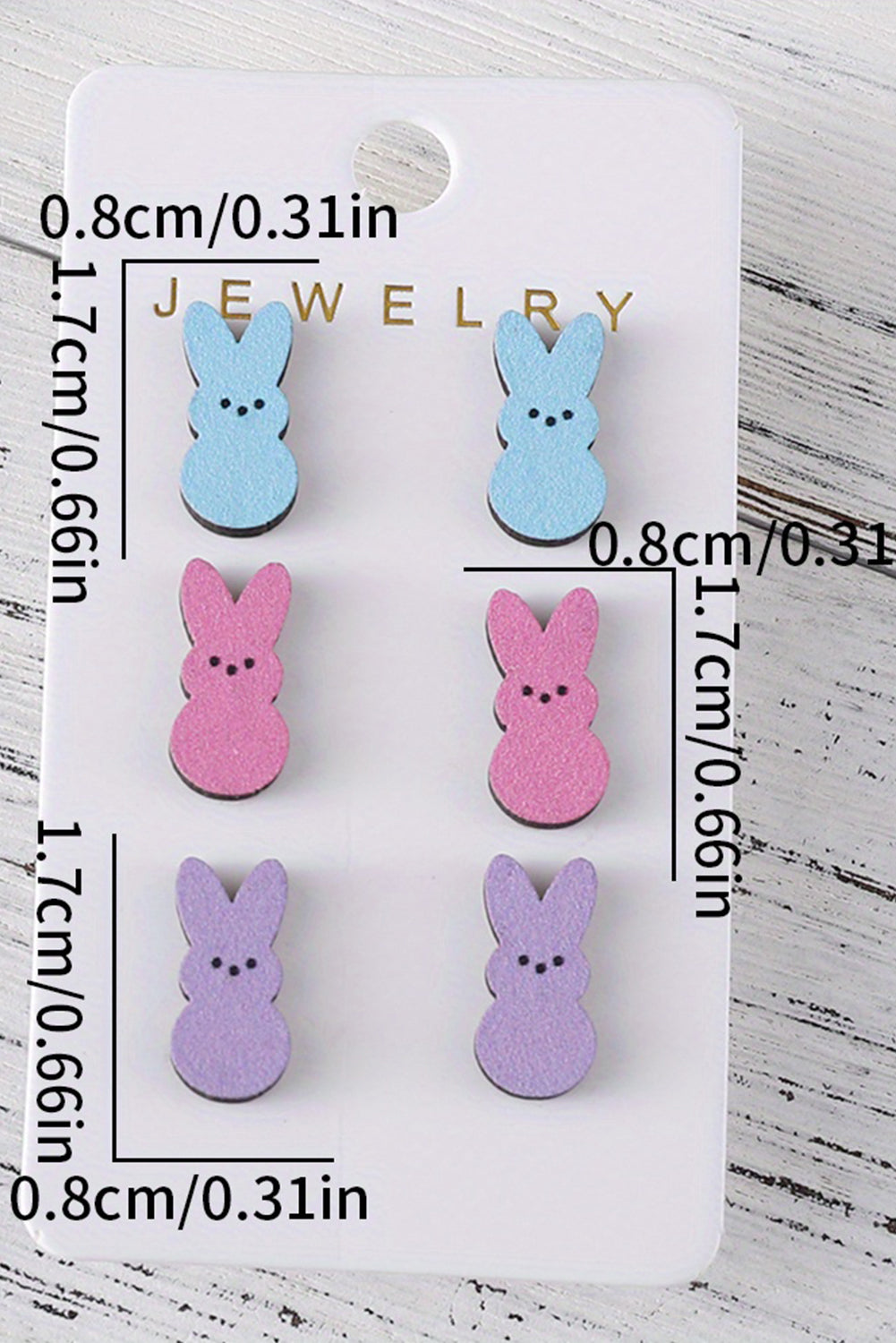 Easter Bunny Doll Wooden Earrings | White