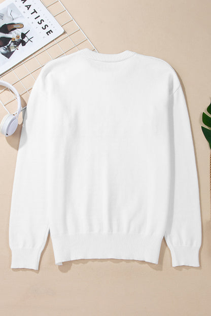 Thankful Ivory Embroidered Sweater | White