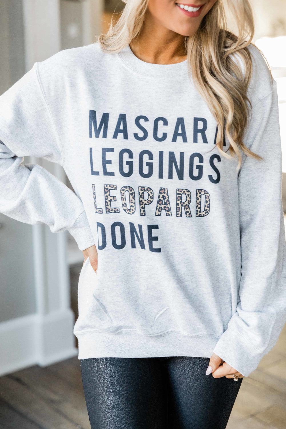 Gray Letters Graphic Loose Sweatshirt