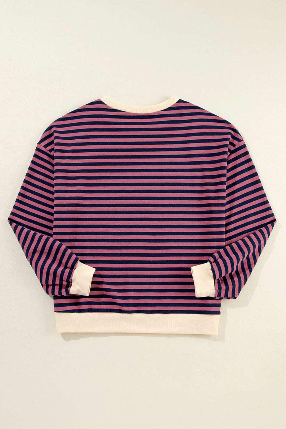 Oversized Contrast Trim Pullover Sweatshirt | Red Stripe