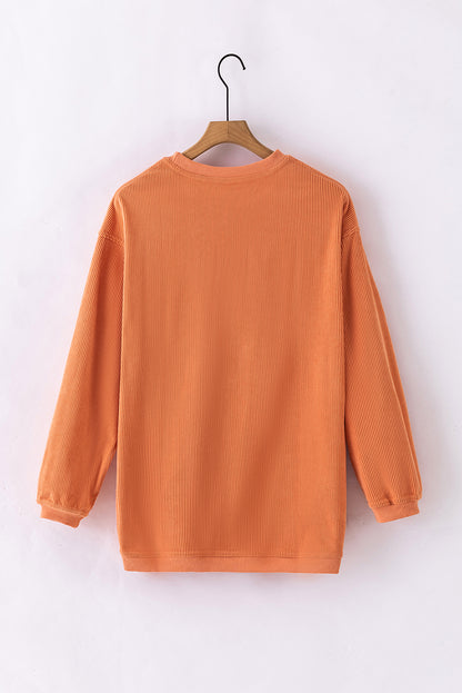 Ribbed Corduroy Oversized Sweatshirt | Orange