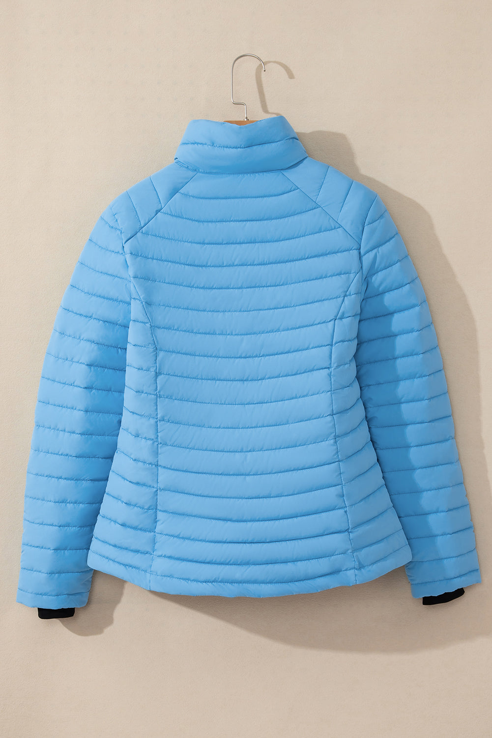 Solid Colour Quilted Zip-Up Puffer Jacket | Myosotis