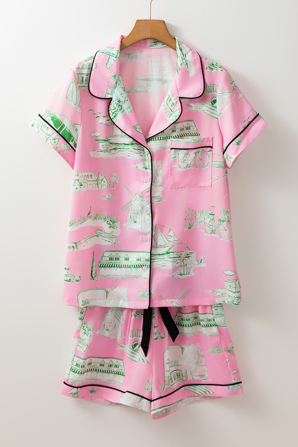 Holiday Resort Short 2Pcs Pajama Set | Pink