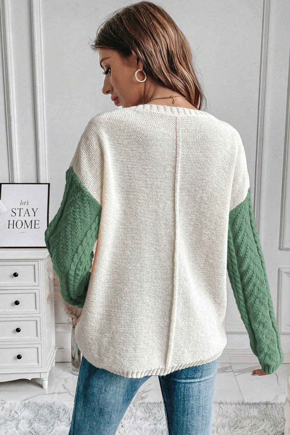 Colourblock Patched Pocket Drop Shoulder Sweater | Vineyard Green