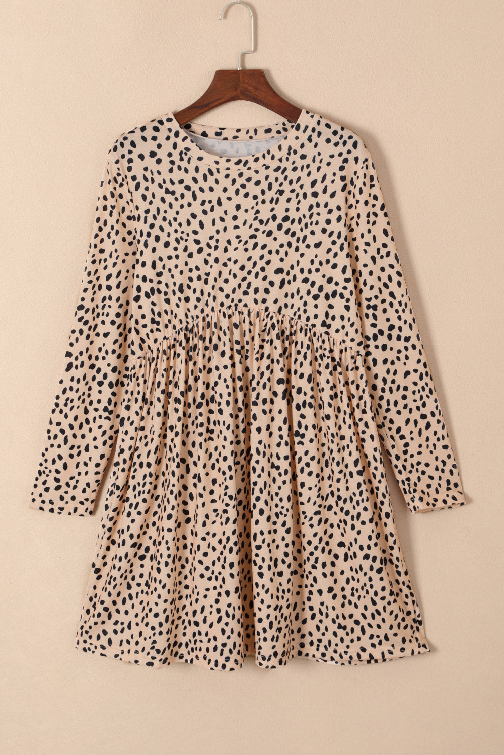 Long Sleeve Babydoll Dress | Leopard