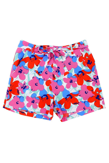 Floral Print Belted Shorts | Rose