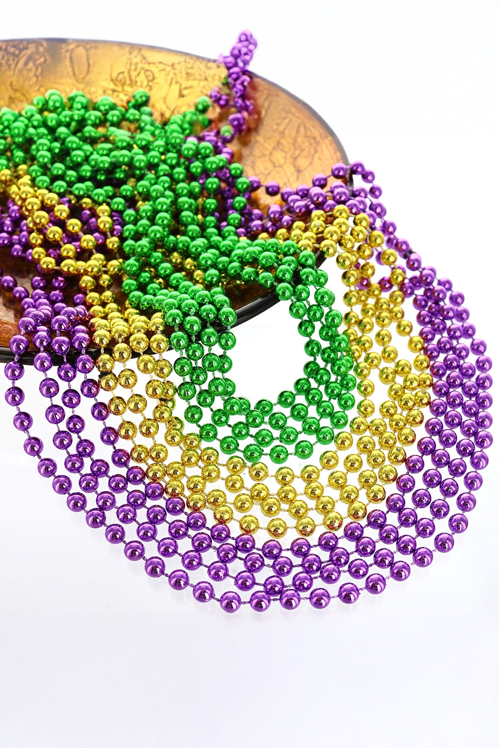 3Pcs/Set Mardi Gras Beaded Long Necklace | Dark Purple