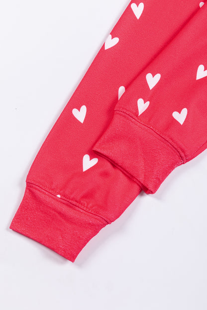 Valentines Heart Print Pants Set | Fiery Red