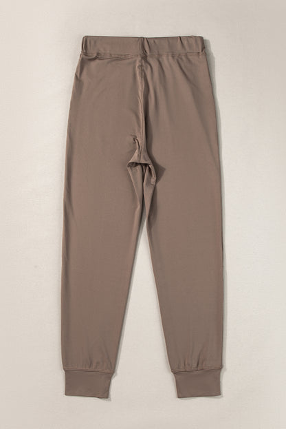 Drawstring Waist Pocketed Joggers | Dark Brown