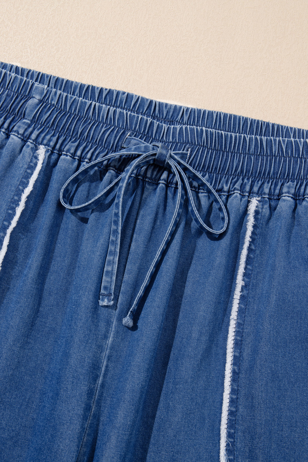 Washed Denim Chambray Loose Plus Size Pants | Sail Blue