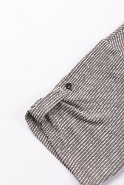 Ribbed Roll-Tab Sleeve Oversize Top | Philippine Gray