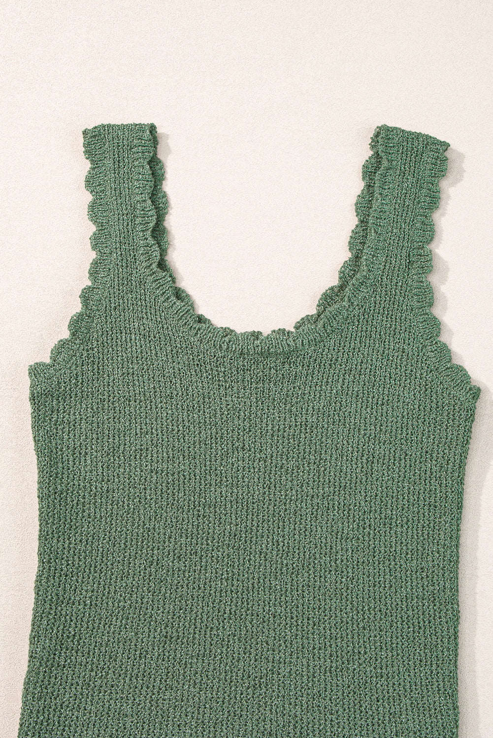 U Neck Scallop Trim Sweater Vest | Mist Green