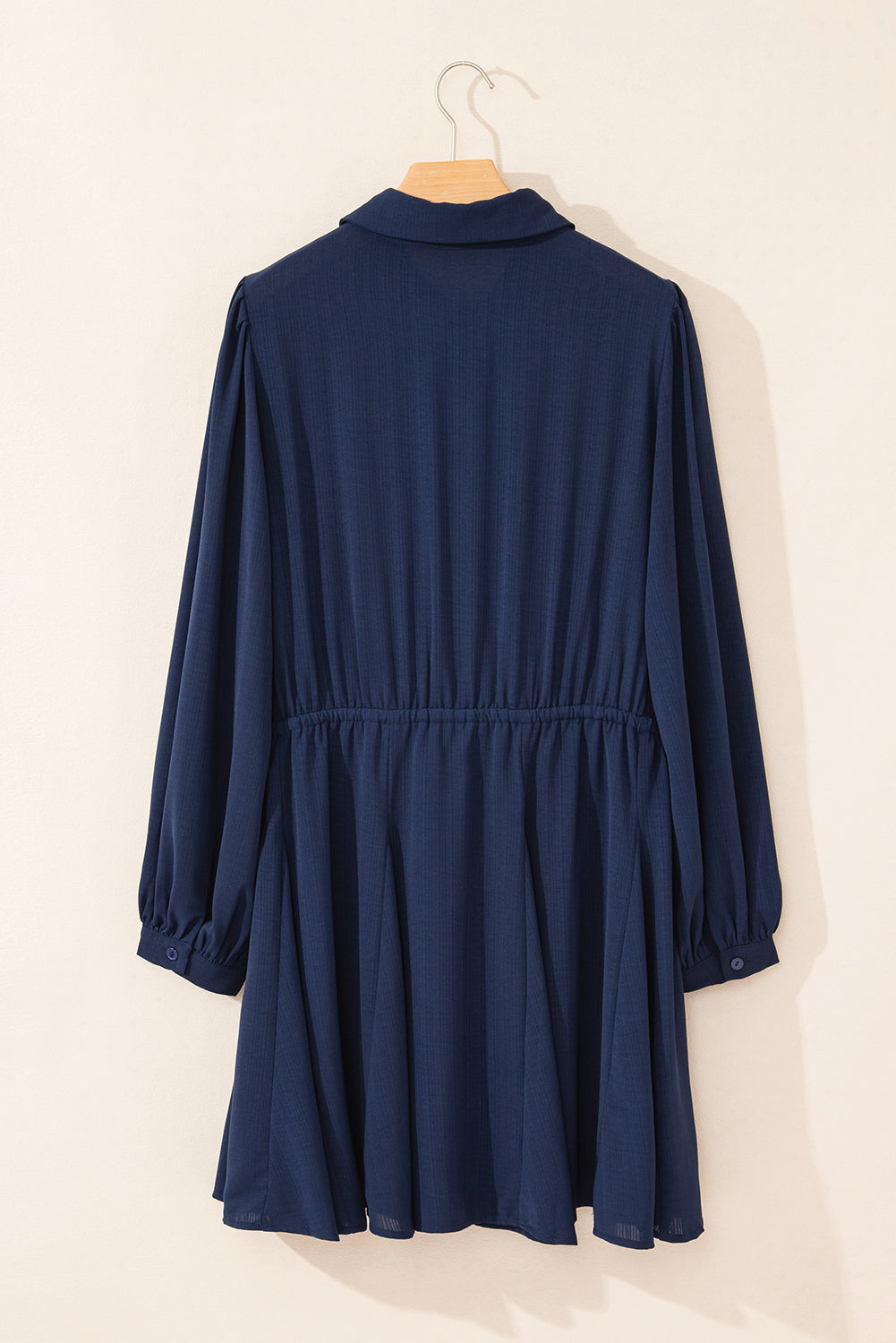 Solid Chest Pockets Tunic Shirt Mini Dress | Navy Blue