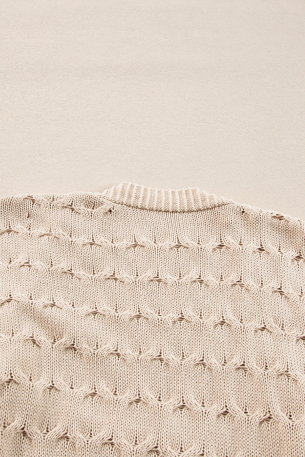 Cable Knit Eyelet Side Pockets Baggy Cardigan | Jet Stream