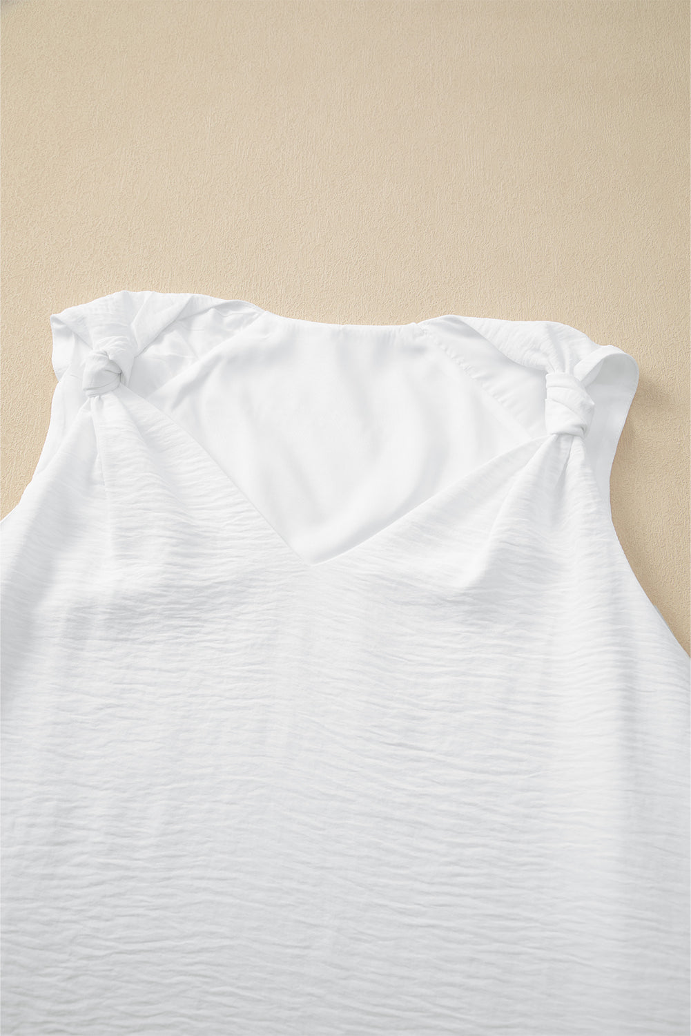 V Neck Knotted Shoulder Vest | White