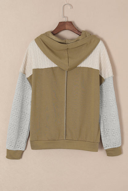 Colourblock Patchwork Pullover Hoodie | Brown