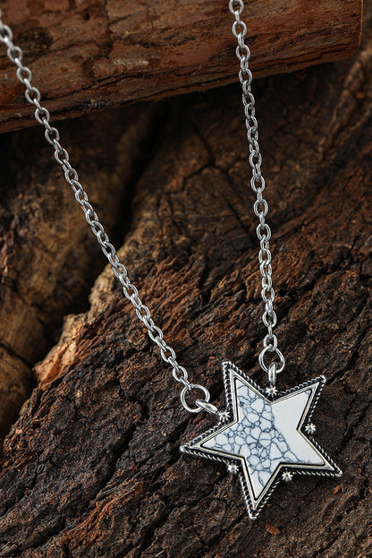 Star Shape Pendant Chain Necklace | White