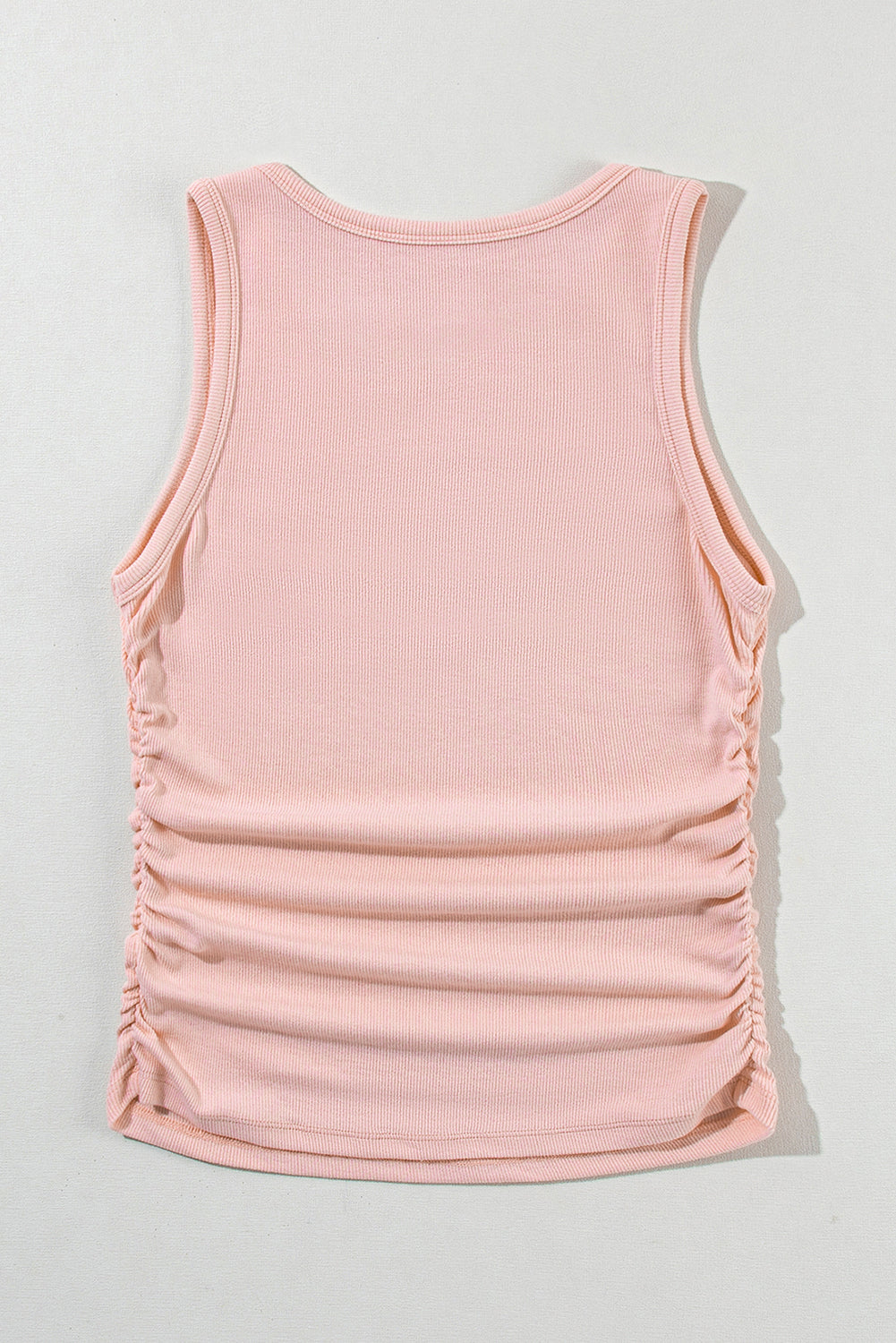 Plain Ruched Side Slim Tank Top | Apricot Pink