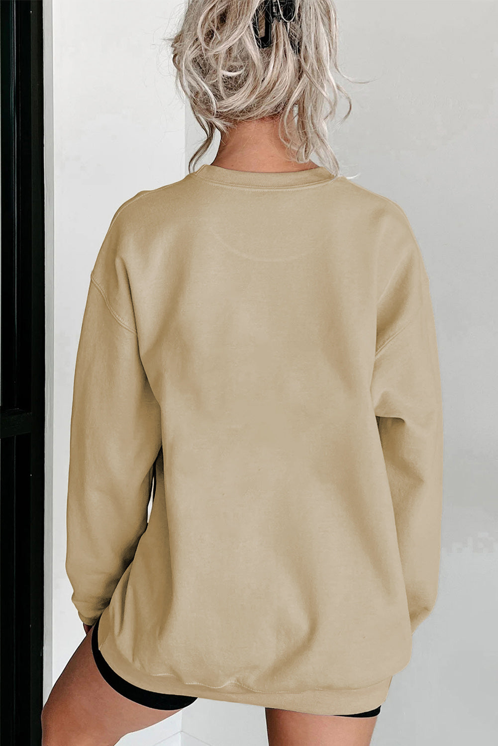 Thankful Embroidered Drop Shoulder Pullover Sweatshirt | Parchment