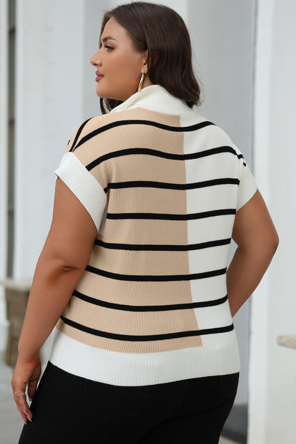 Colourblock Quarter Zip Collar Sweater Vest | Black Stripe