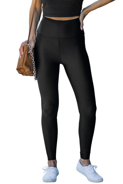 High Rise Tight Leggings With Waist Cincher | Black