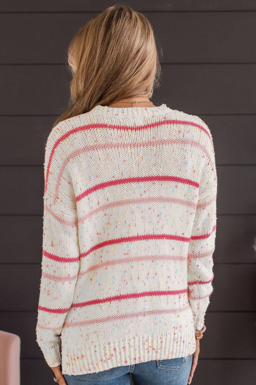 Striped Confetti Knit Sweater | Pink