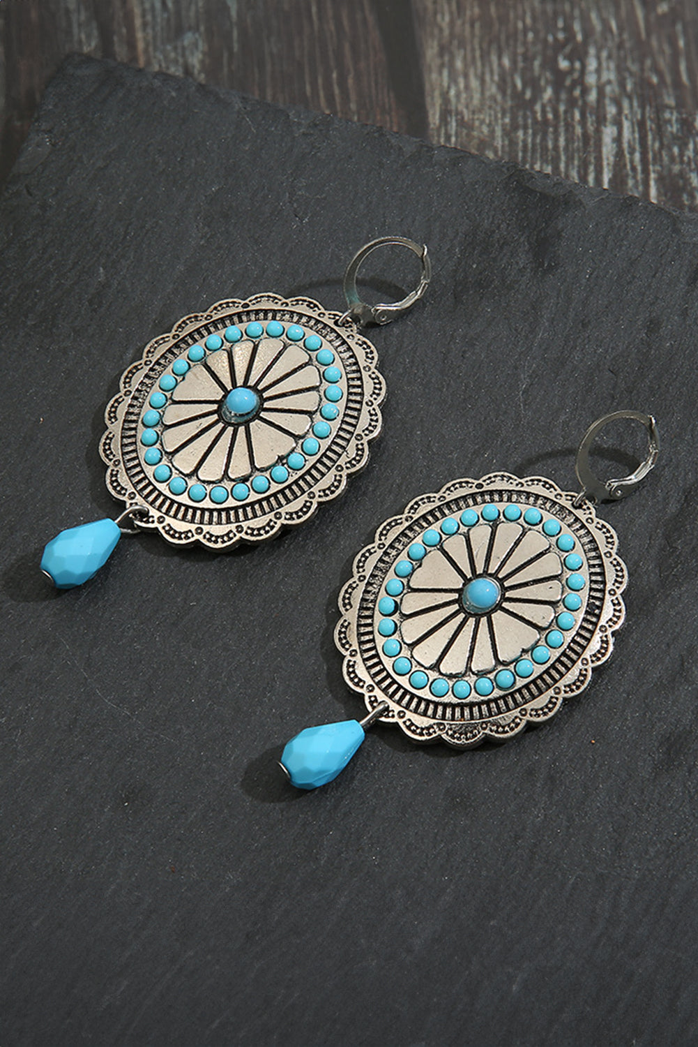 Western Retro Turquoise Dangle Earrings | Sea Green