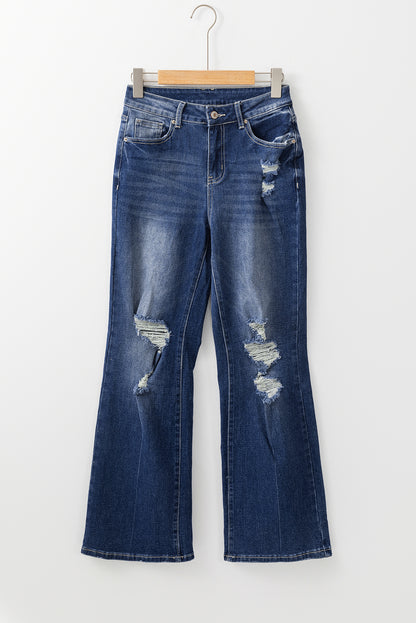 Mineral Wash High Rise Ripped Jeans | Dusk Blue