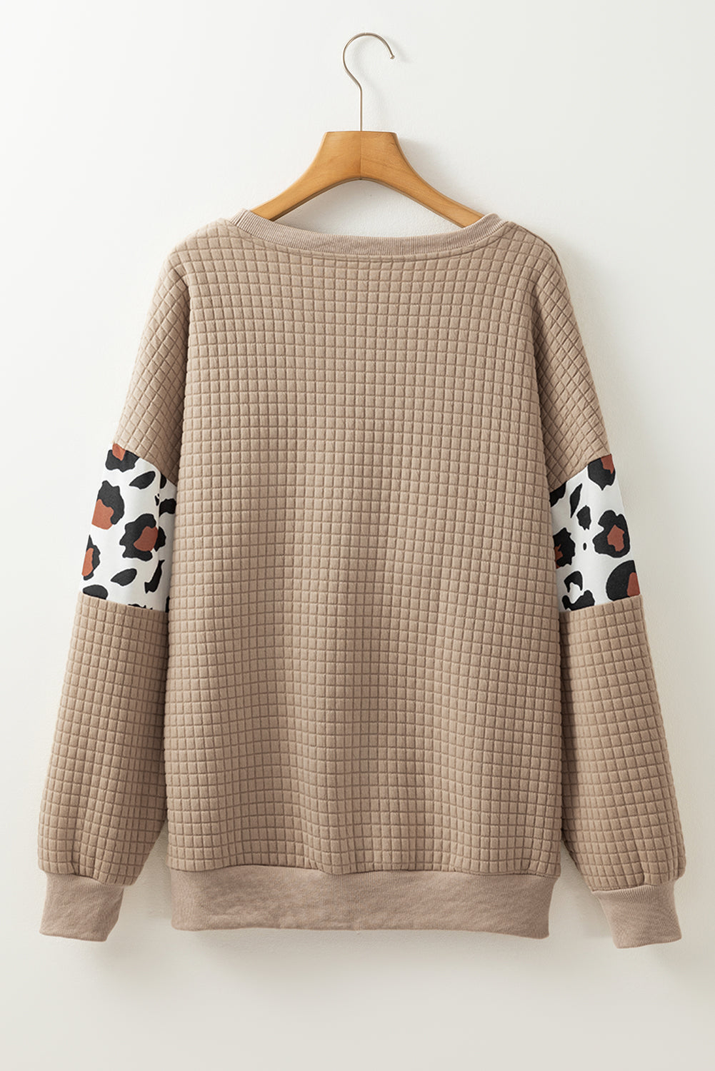 Leopard Quilted Patchwork Crew Neck Sweatshirt | Parchment