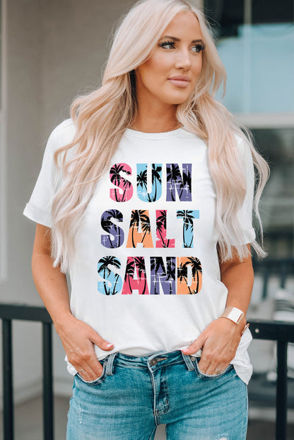 Coconut Tree Sun Salt Sand Graphic Tee | White