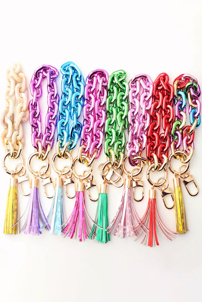 Chain Design Tassel Key Ring | Festival Fuchsia