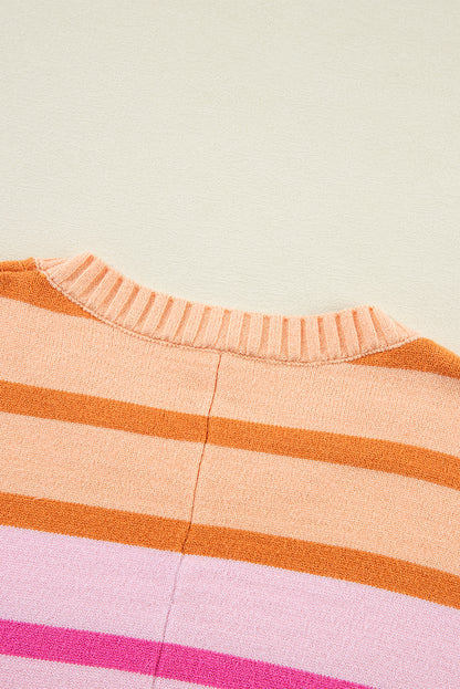 Gradient Ribbed Edge Loose Sweater | Multicolour