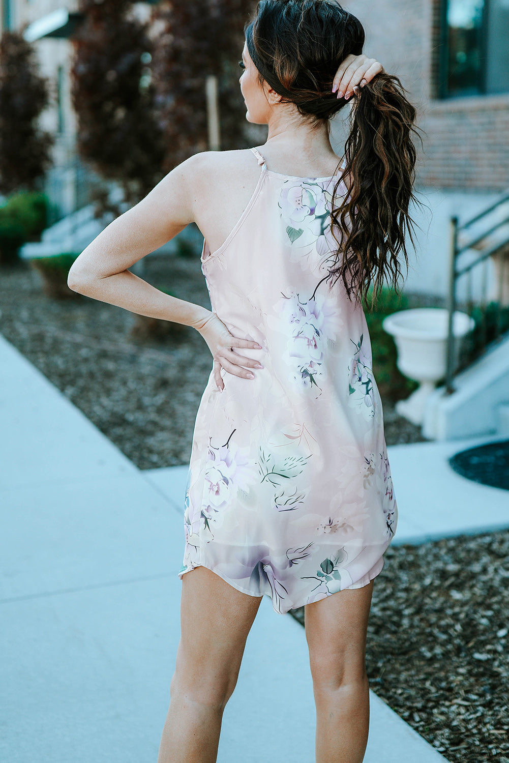 Summer Floral Print Pink Sleeveless Dress | as shown