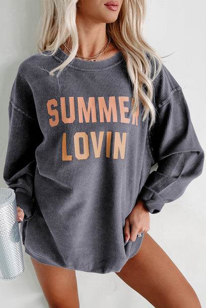 Summer Lovin Graphic Textured Pullover Sweatshirt | Gray