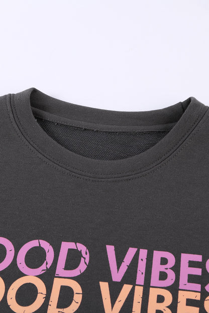 Good Vibes Graphic Pullover Sweatshirt | Gray