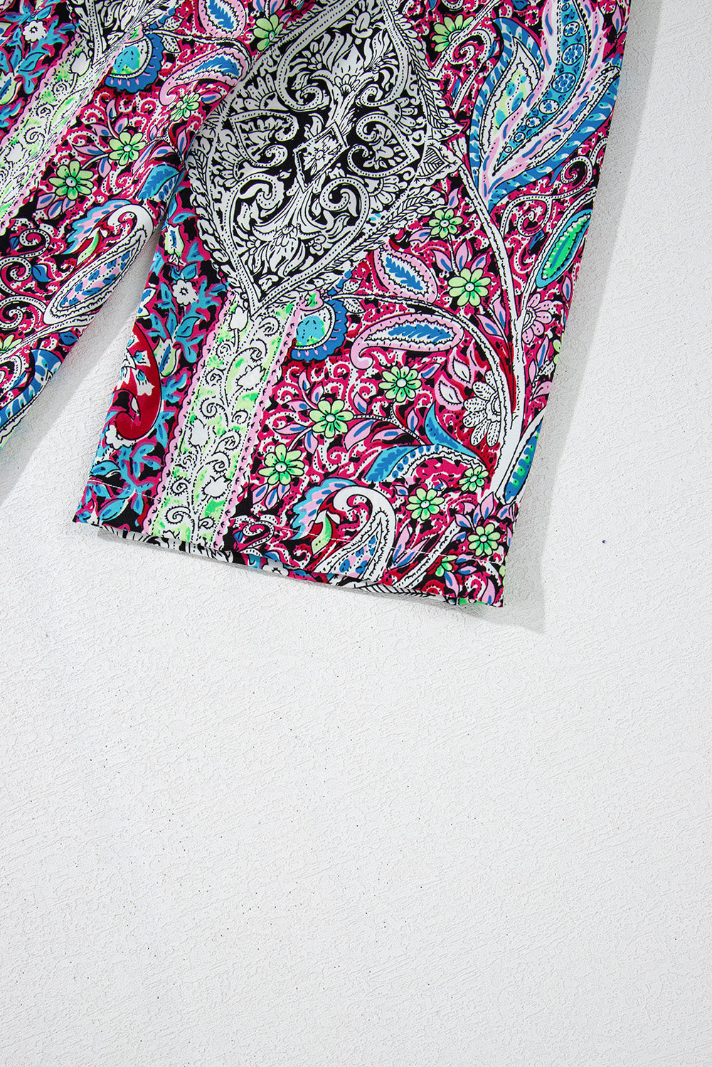 Paisley Print Open Front Kimono | Red