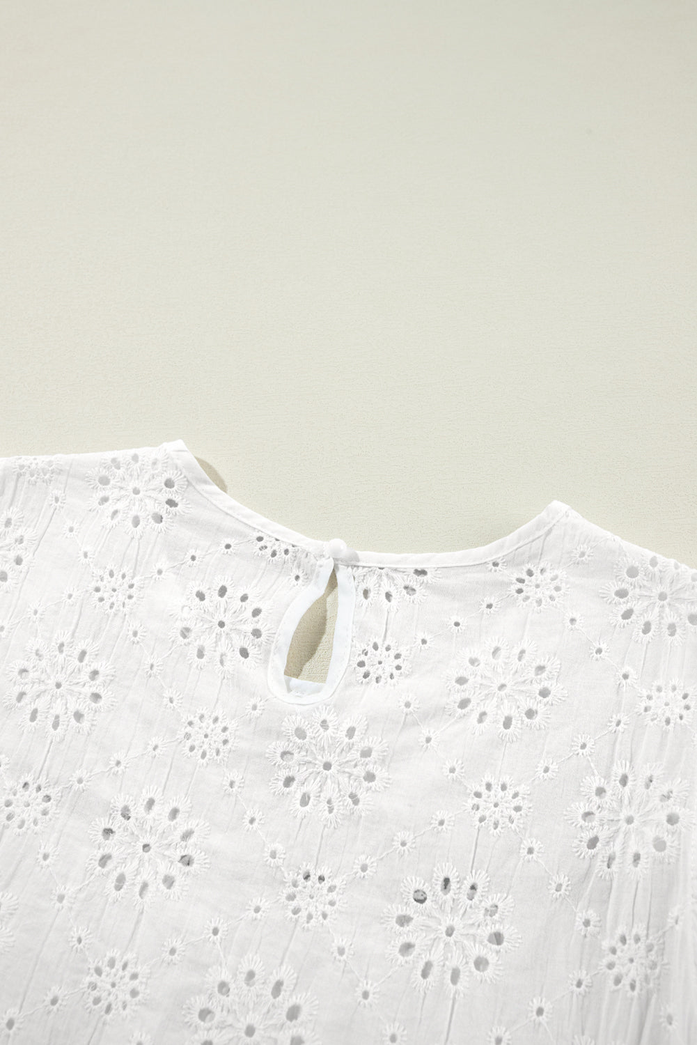 Eyelet Embroidered Ruffled Flutter Sleeve Blouse | White