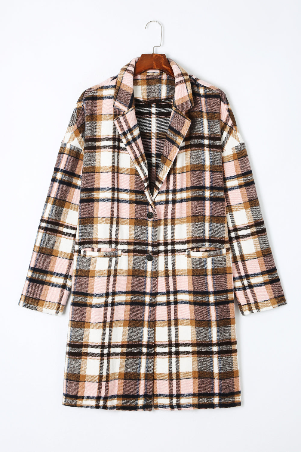 Plaid Button Up Lapel Jacket | Pink