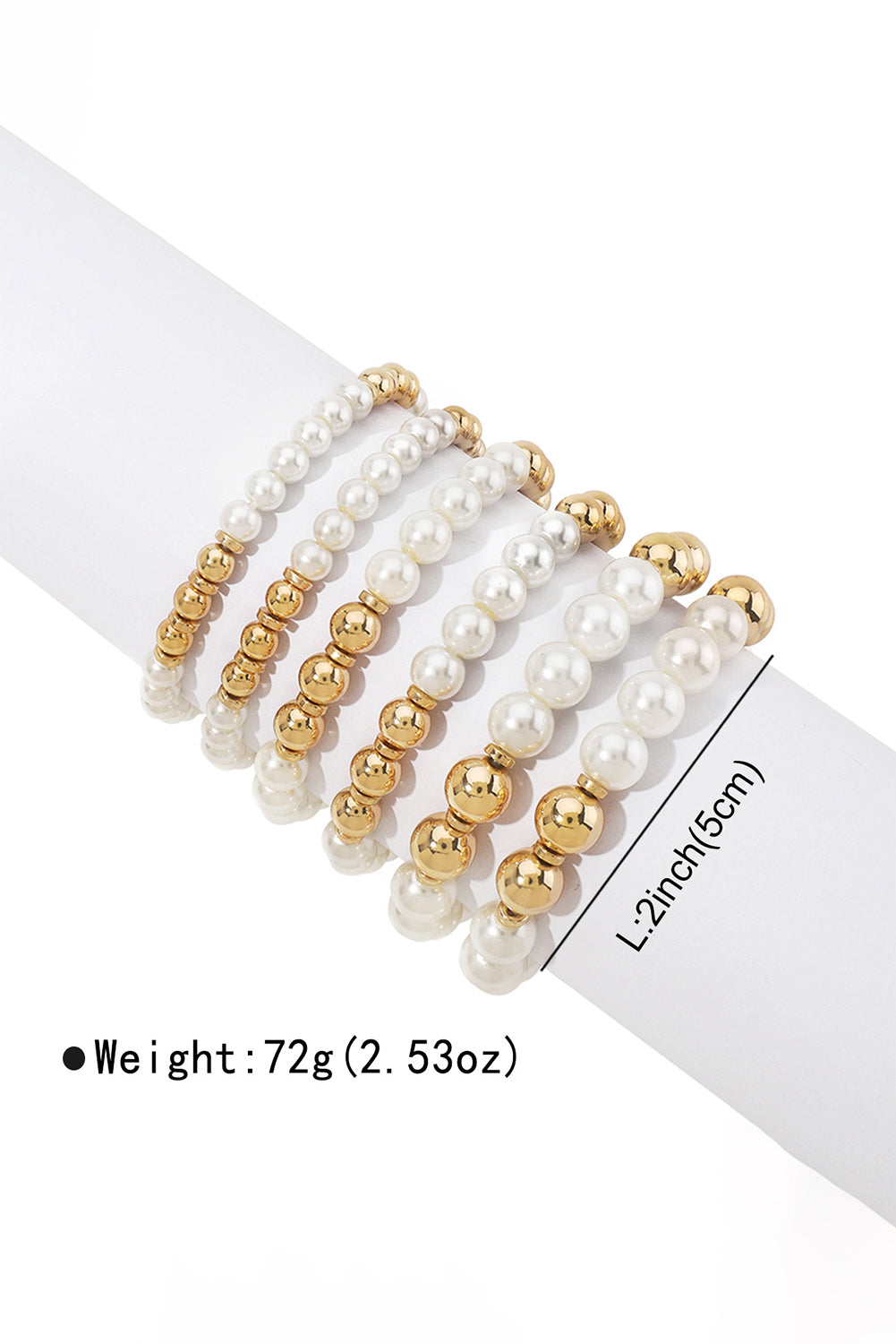 5Pcs Pearl Plated Beaded Bracelet Set | White