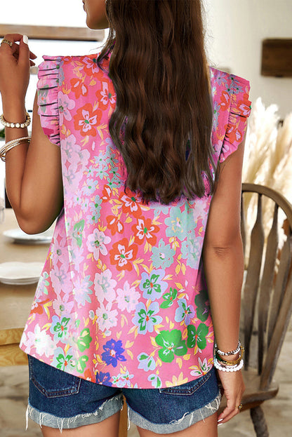 Frilled Collar Floral Vest | Pink