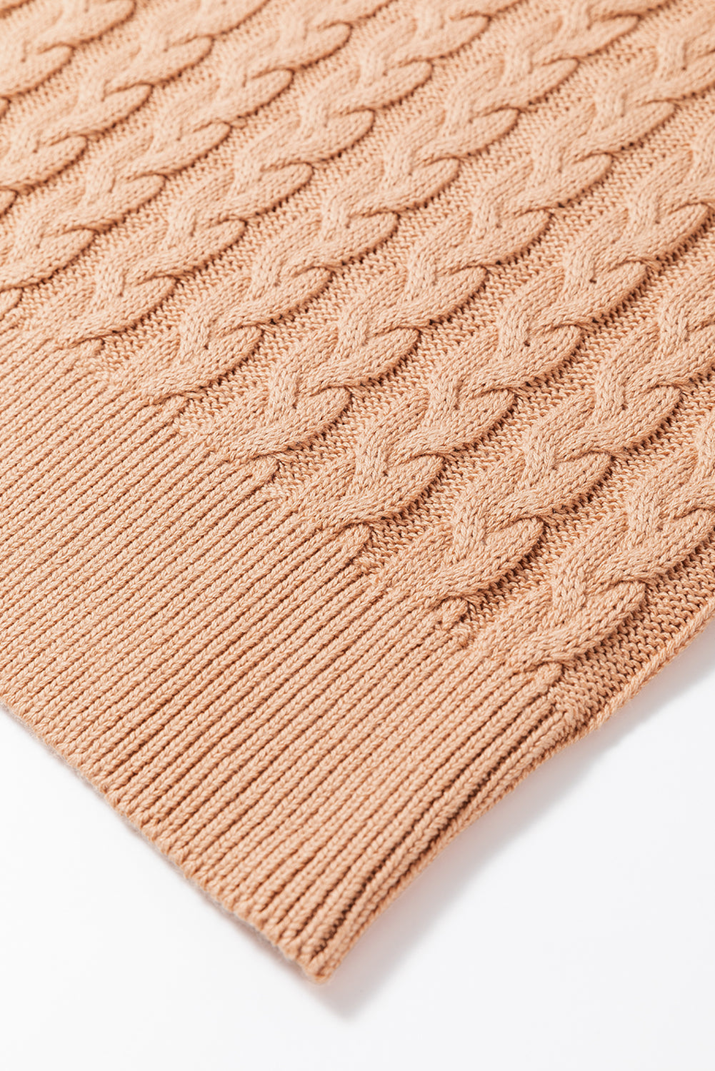 Solid Colour Cable Knit High Neck Tank Top | Light French Beige