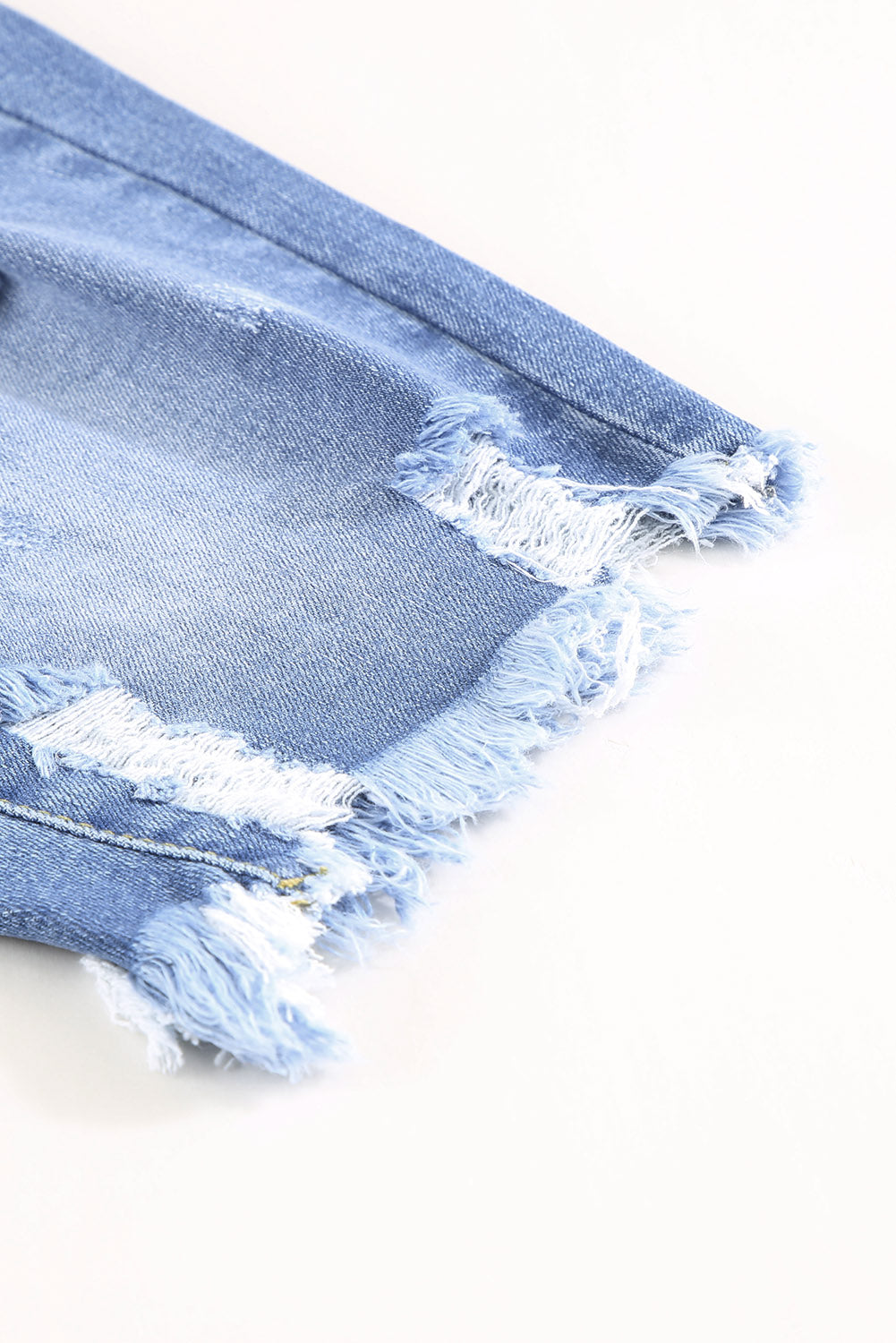 Ripped Tassel Bermuda Denim Shorts | Sky Blue