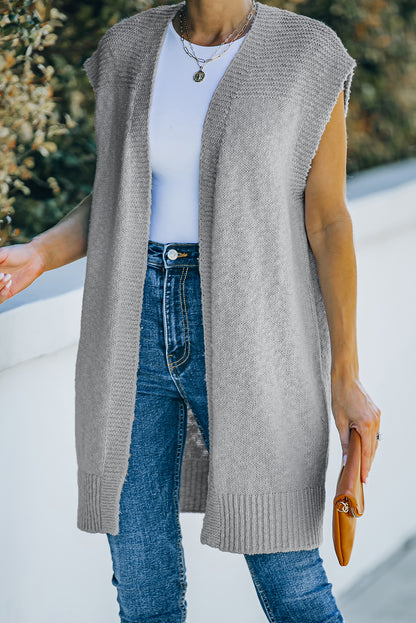 Basic Vest Cardigan Sweater | Gray